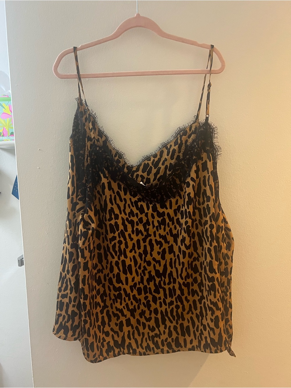 Nordstrom Leopard-Print Lace-Trim Cami - Black & Brown - Picture 8 of 9